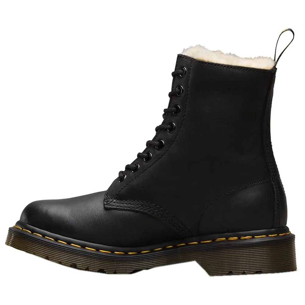 1460 Serena Faux Fur Lined Burnished Woyming Leather Women's Ankle Boots
