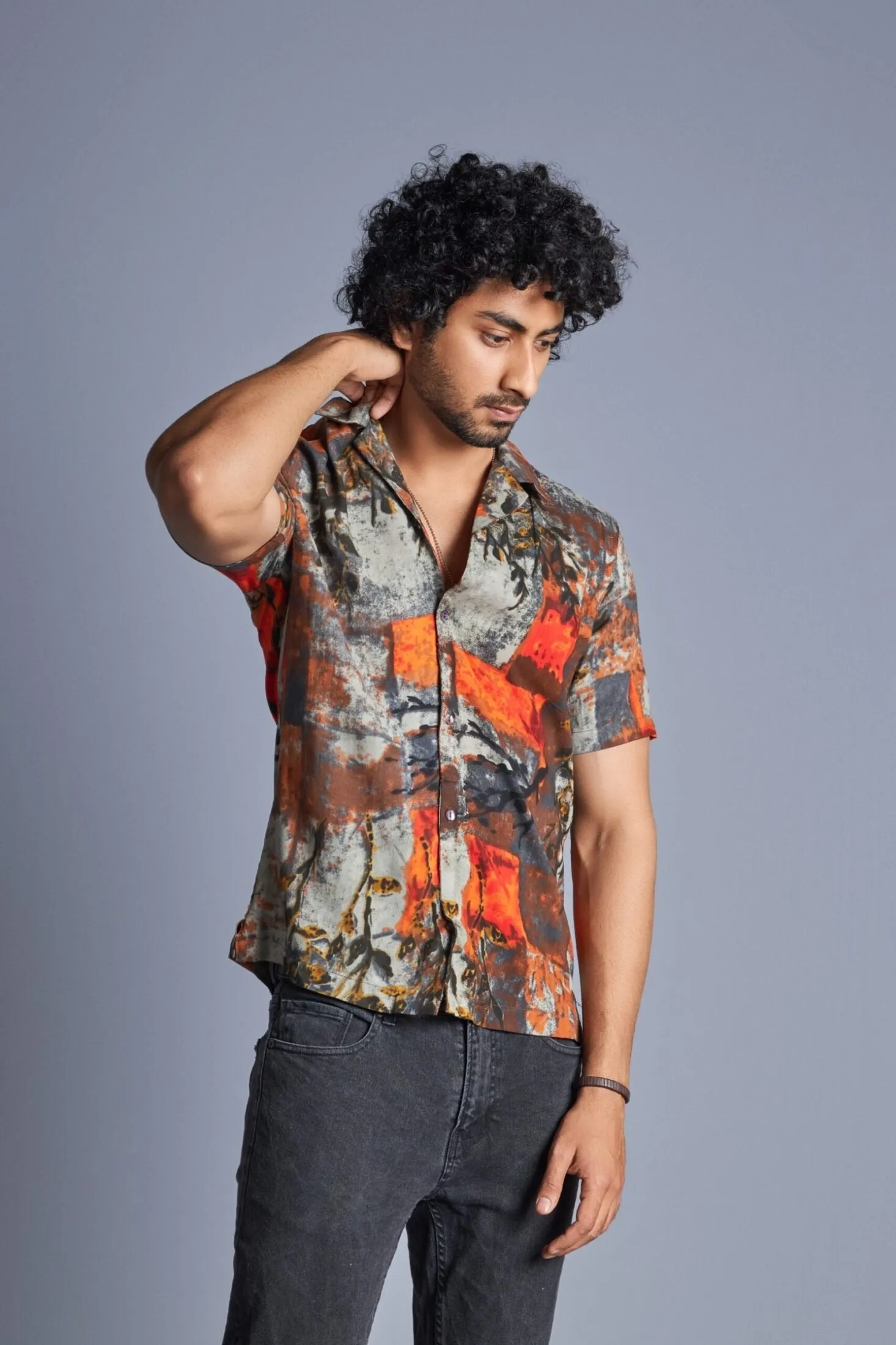 Art- Cuban Collar Shirt for Men