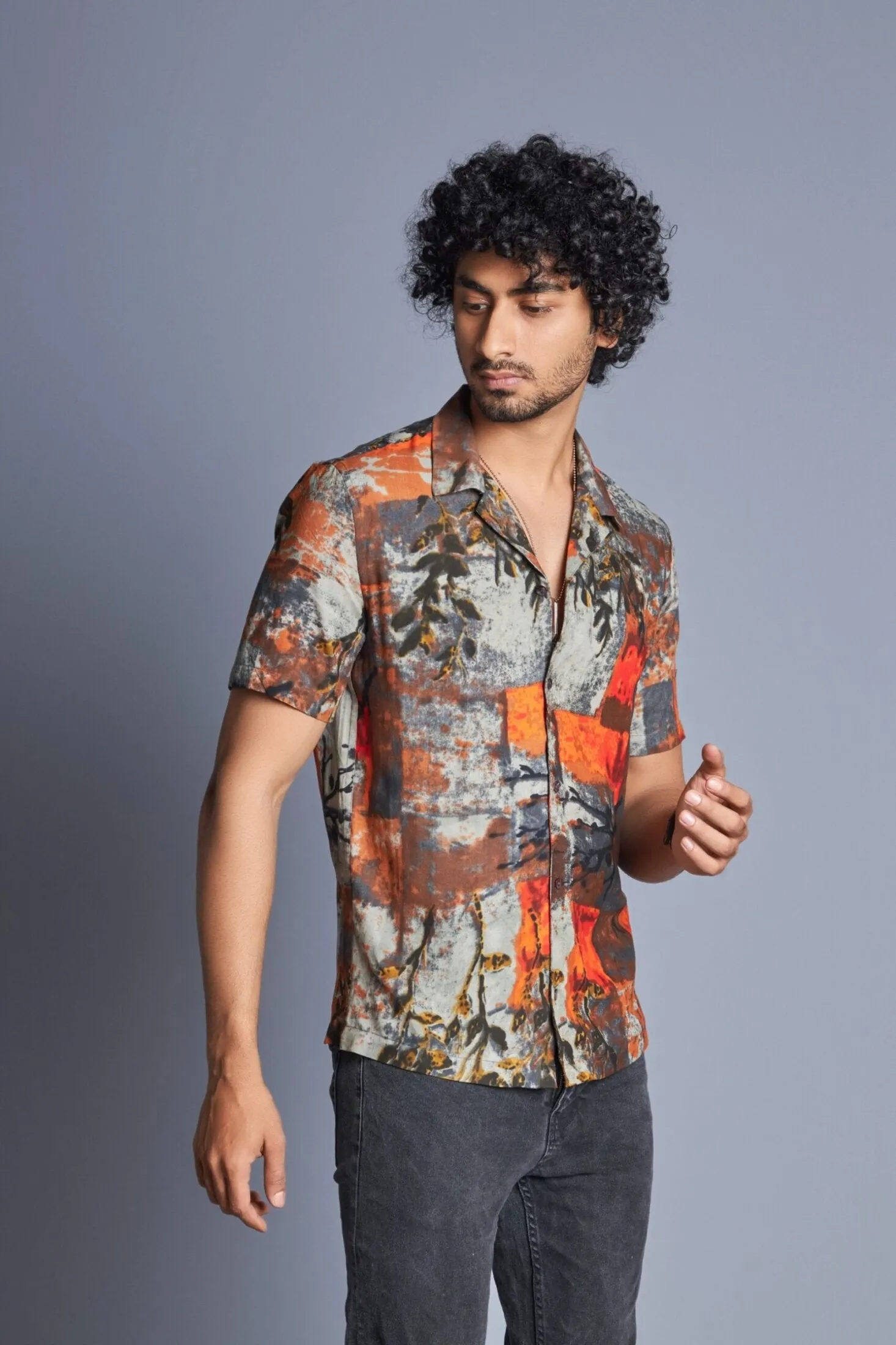 Art- Cuban Collar Shirt for Men