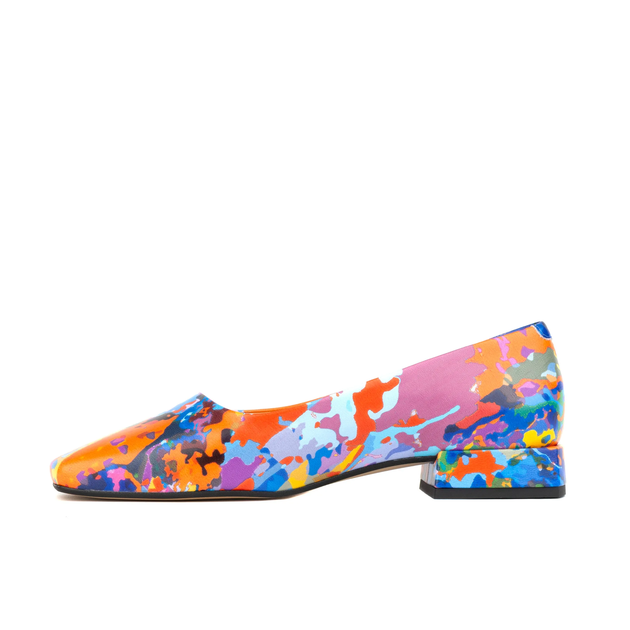 Ballerina - Summer Colours - Women's low heel square toe leather pump in bright print