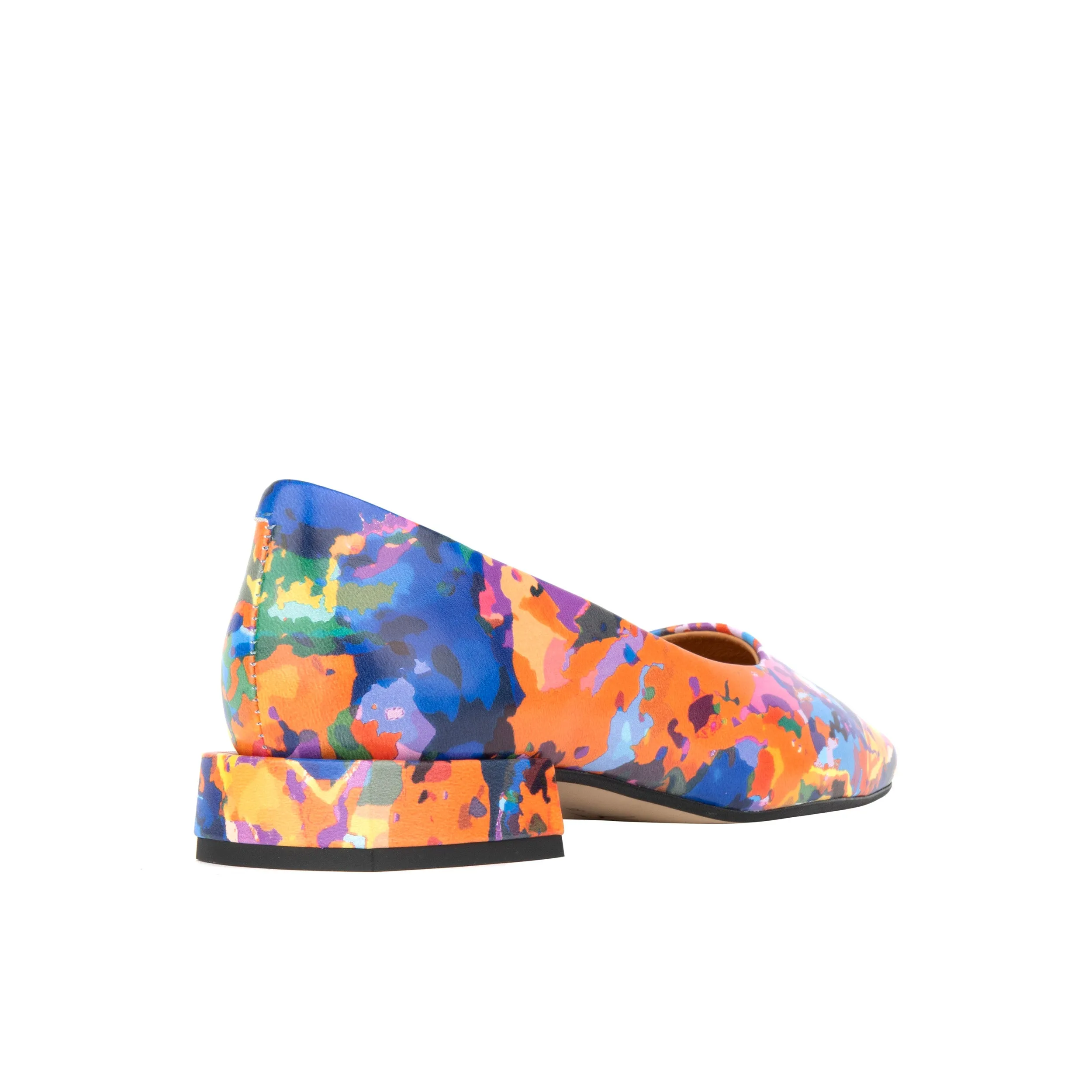 Ballerina - Summer Colours - Women's low heel square toe leather pump in bright print
