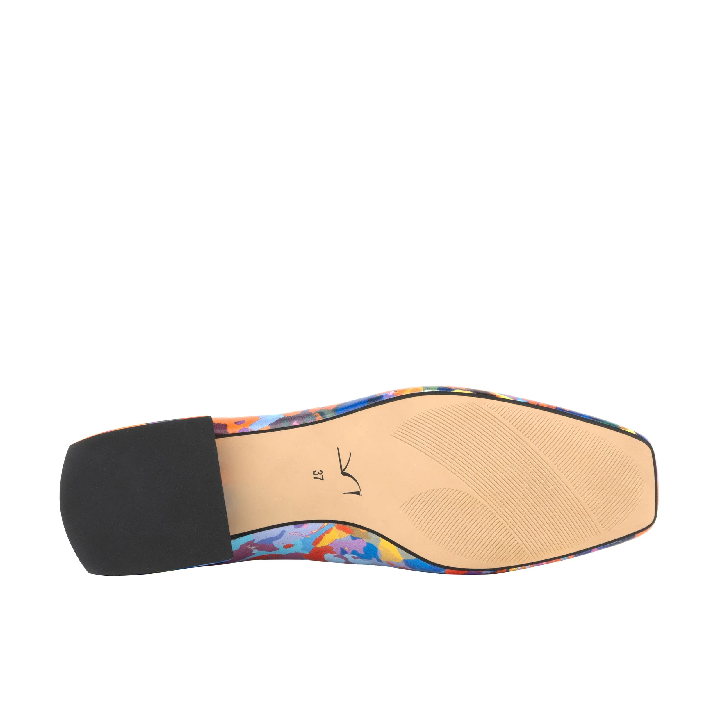 Ballerina - Summer Colours - Women's low heel square toe leather pump in bright print