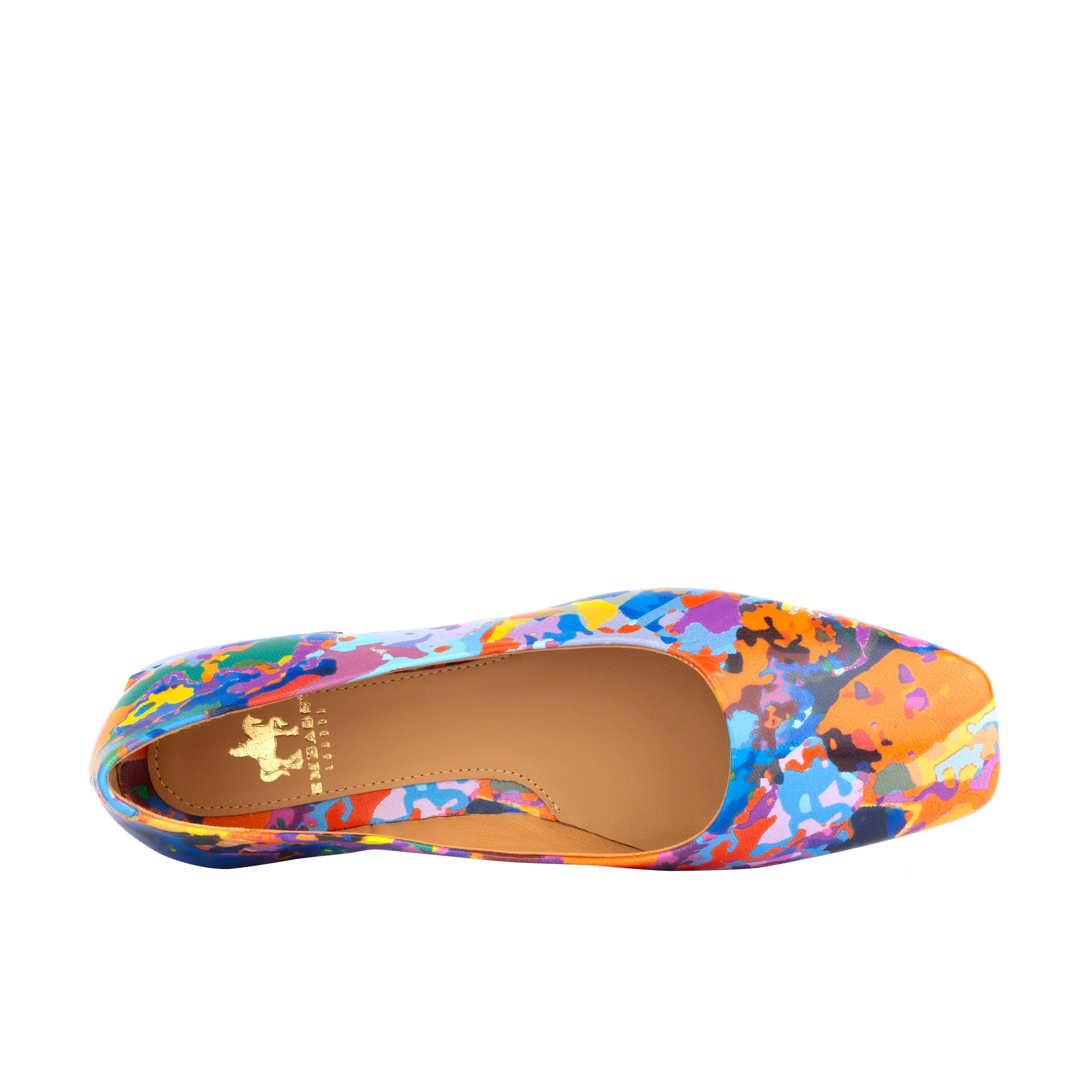 Ballerina - Summer Colours - Women's low heel square toe leather pump in bright print