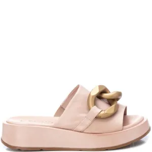 Carmela Nude Leather Slip On Flat Mules