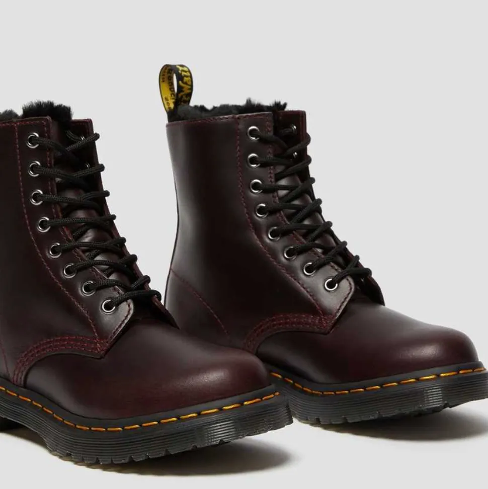 Dr Marterns Womens 1460 Faux Fur Lined Boots - Oxblood