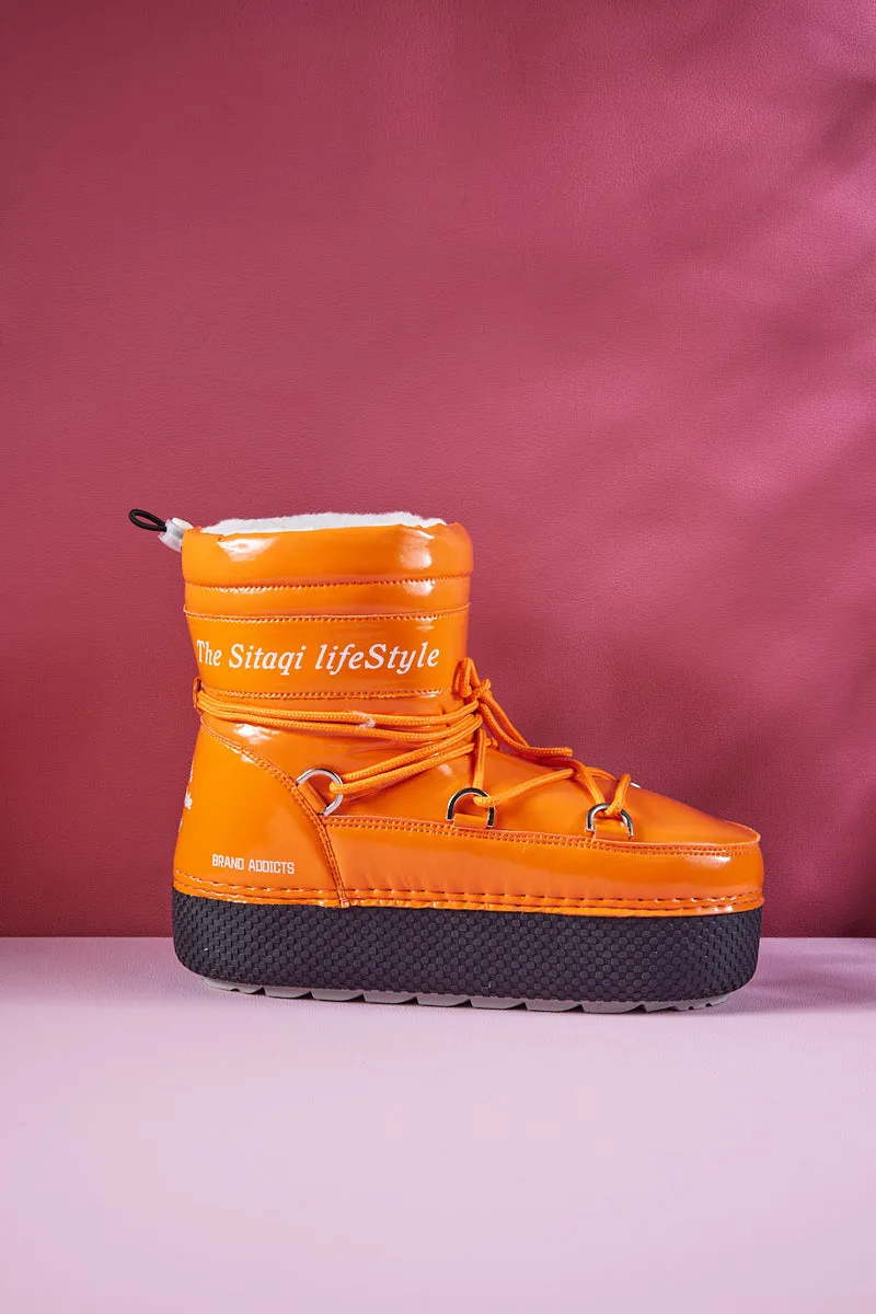 Frozen Princess | Moon Walker Water-Repellent Snow Boot - Orange