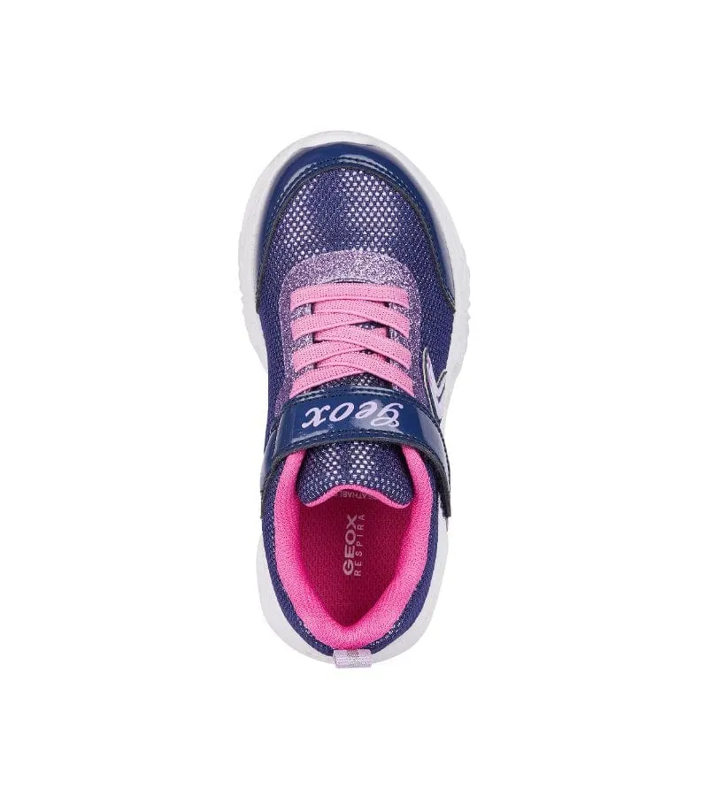 Geox Girls Purple Slip In Light Up Glitter Mesh Trainer Assister - J45E9A