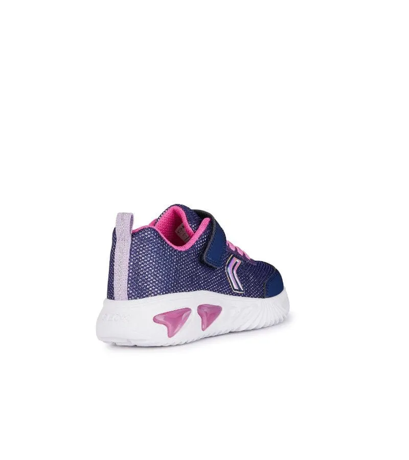 Geox Girls Purple Slip In Light Up Glitter Mesh Trainer Assister - J45E9A