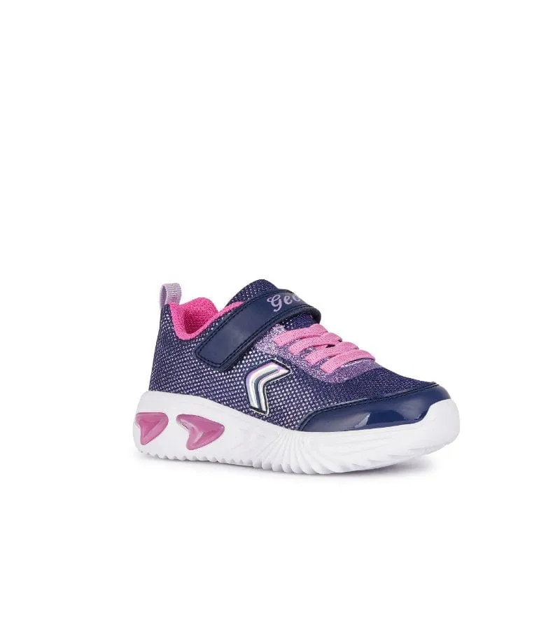 Geox Girls Purple Slip In Light Up Glitter Mesh Trainer Assister - J45E9A