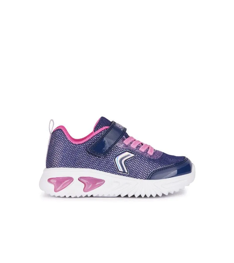 Geox Girls Purple Slip In Light Up Glitter Mesh Trainer Assister - J45E9A