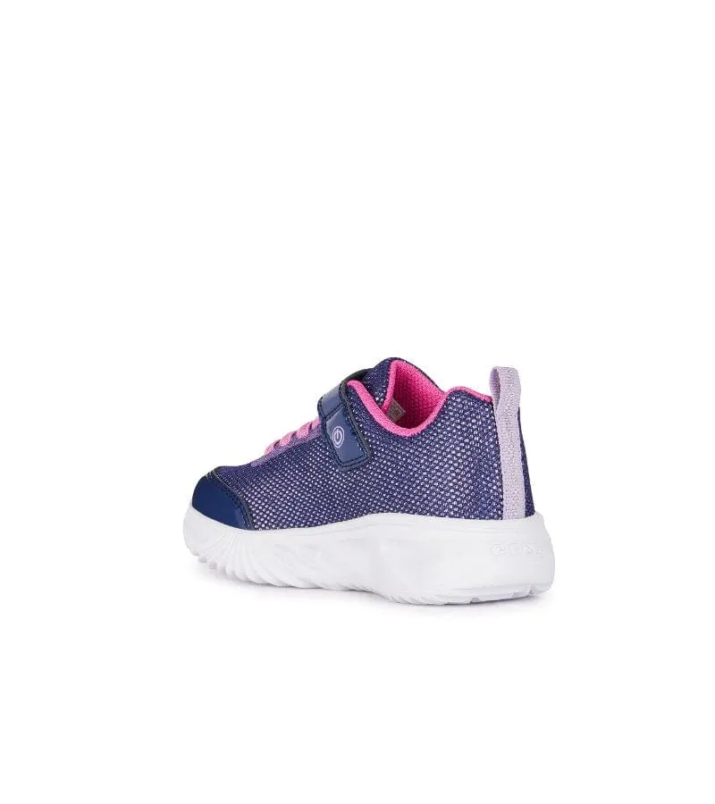 Geox Girls Purple Slip In Light Up Glitter Mesh Trainer Assister - J45E9A
