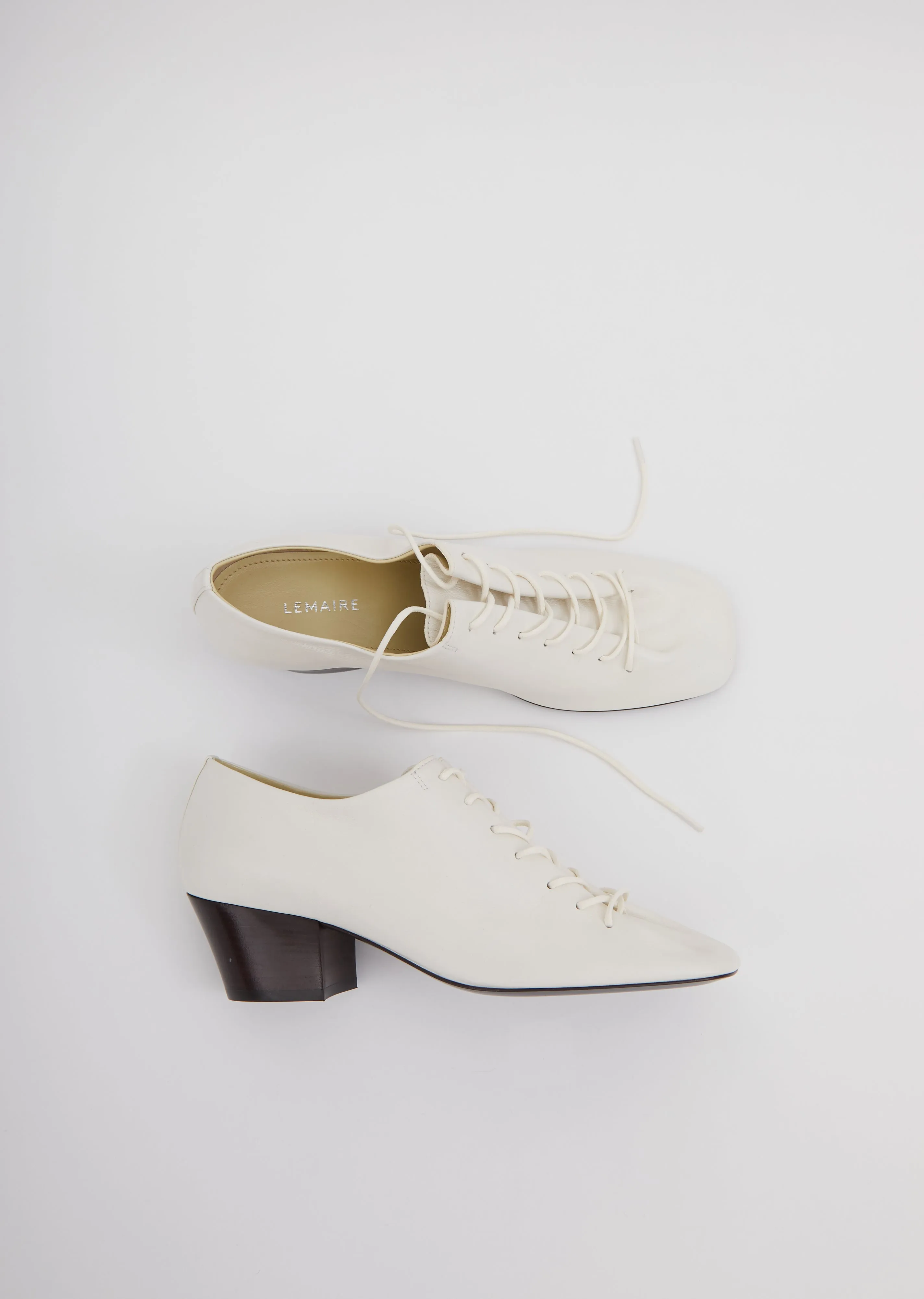 Heeled Derbies — White