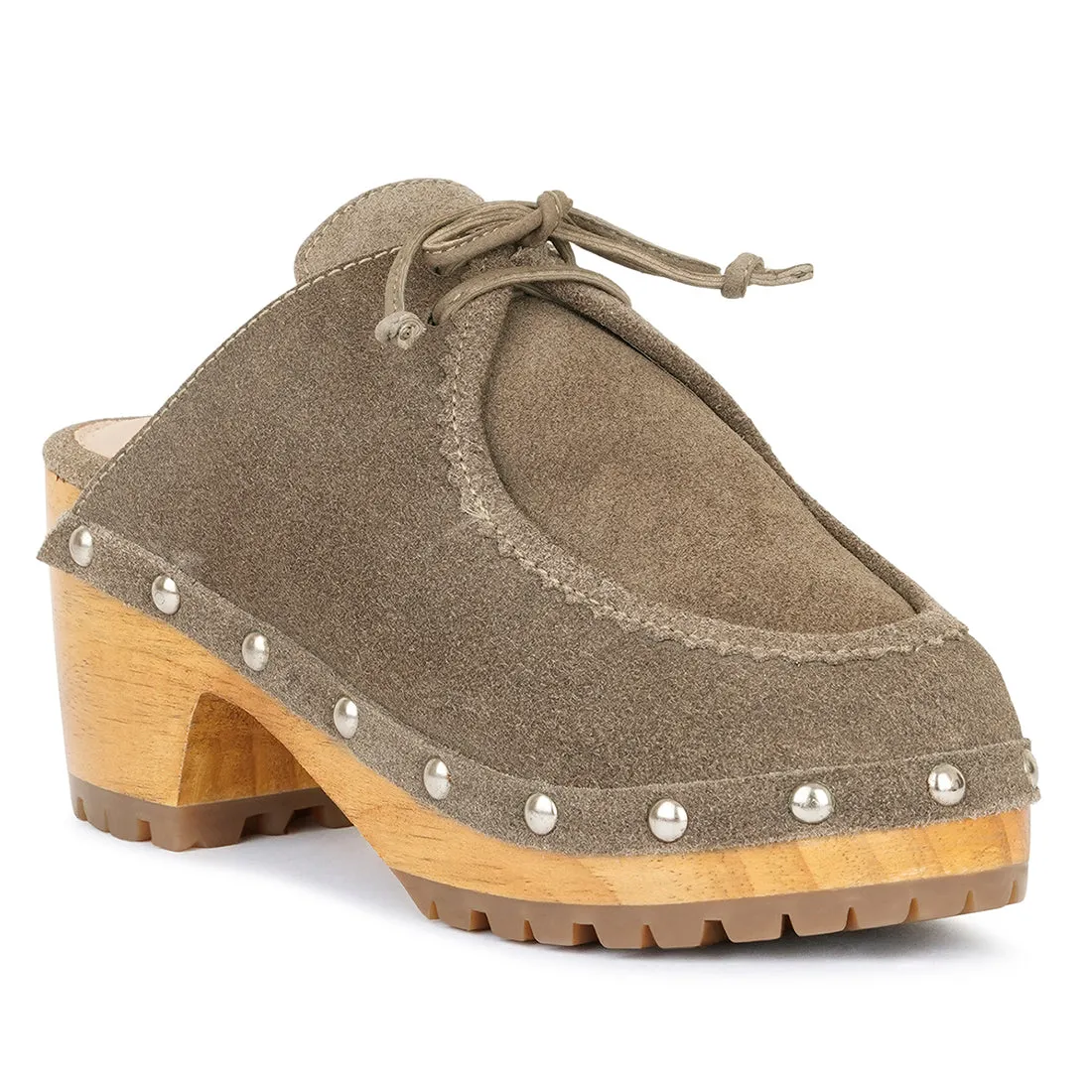 IROKO  Suede Tie Detail Stud Clogs