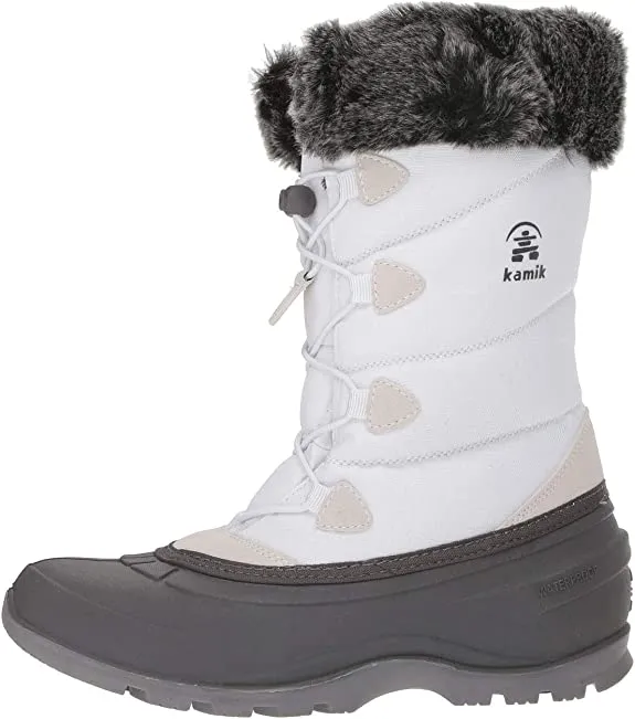 Kamik Momentum White (Original) Pull On Rounded Toe Waterproof Ankle Snow Boots