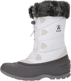 Kamik Momentum White (Original) Pull On Rounded Toe Waterproof Ankle Snow Boots