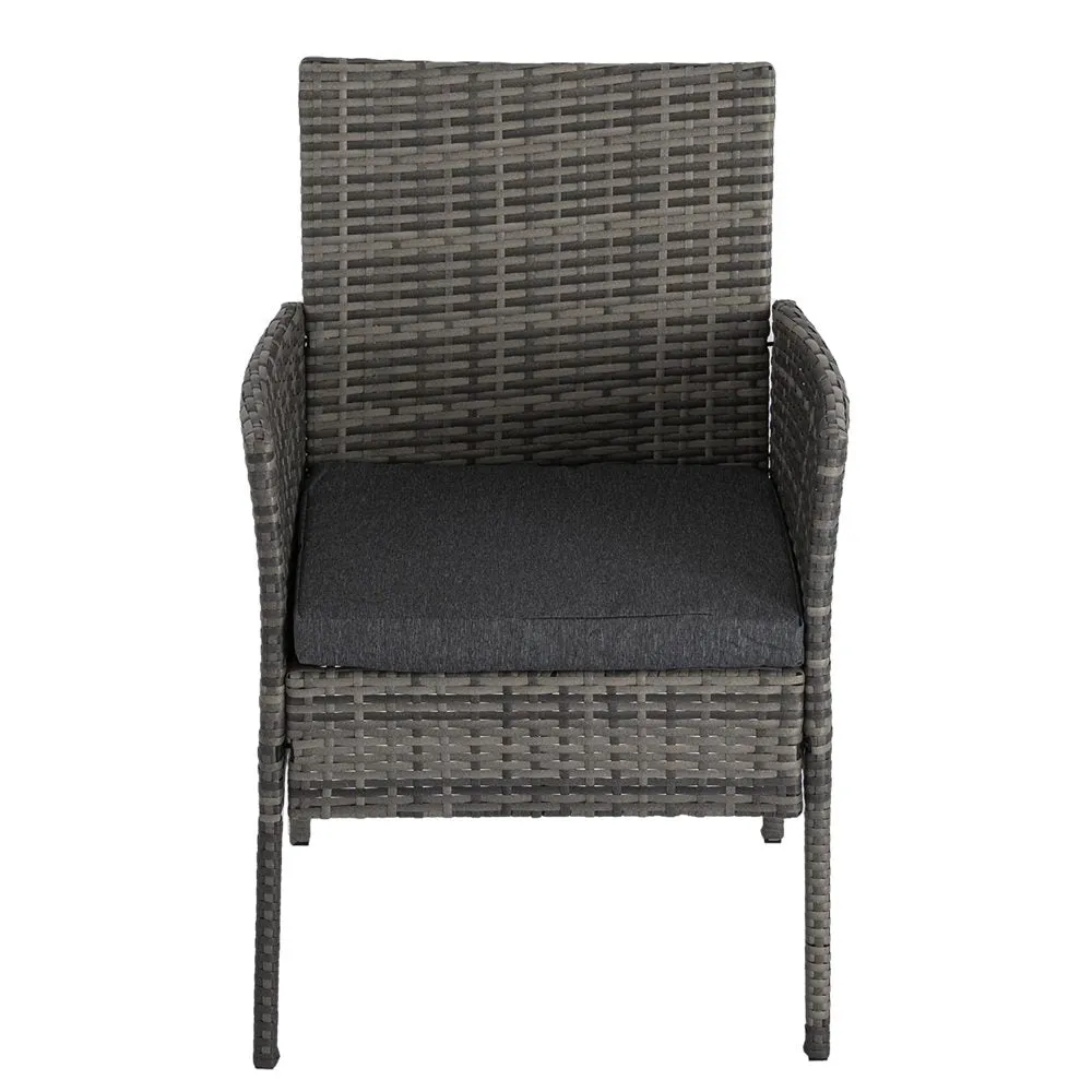 Lowry 6-Seater Rural Style Wicker 7-Piece Dining Set - Grey