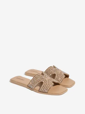 LUNA BLU Rose Gold Embellished Slides