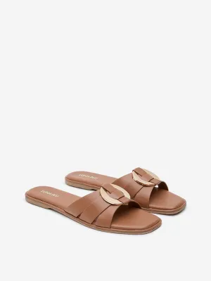 LUNA BLU Tan Metal Detailed Slides