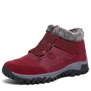 MAIZUN Women’s Snow Boots Anti-slip Warm Fur Lined Ankle Booties Comfor Winter Outdoor Hiking Boots Red 8.5