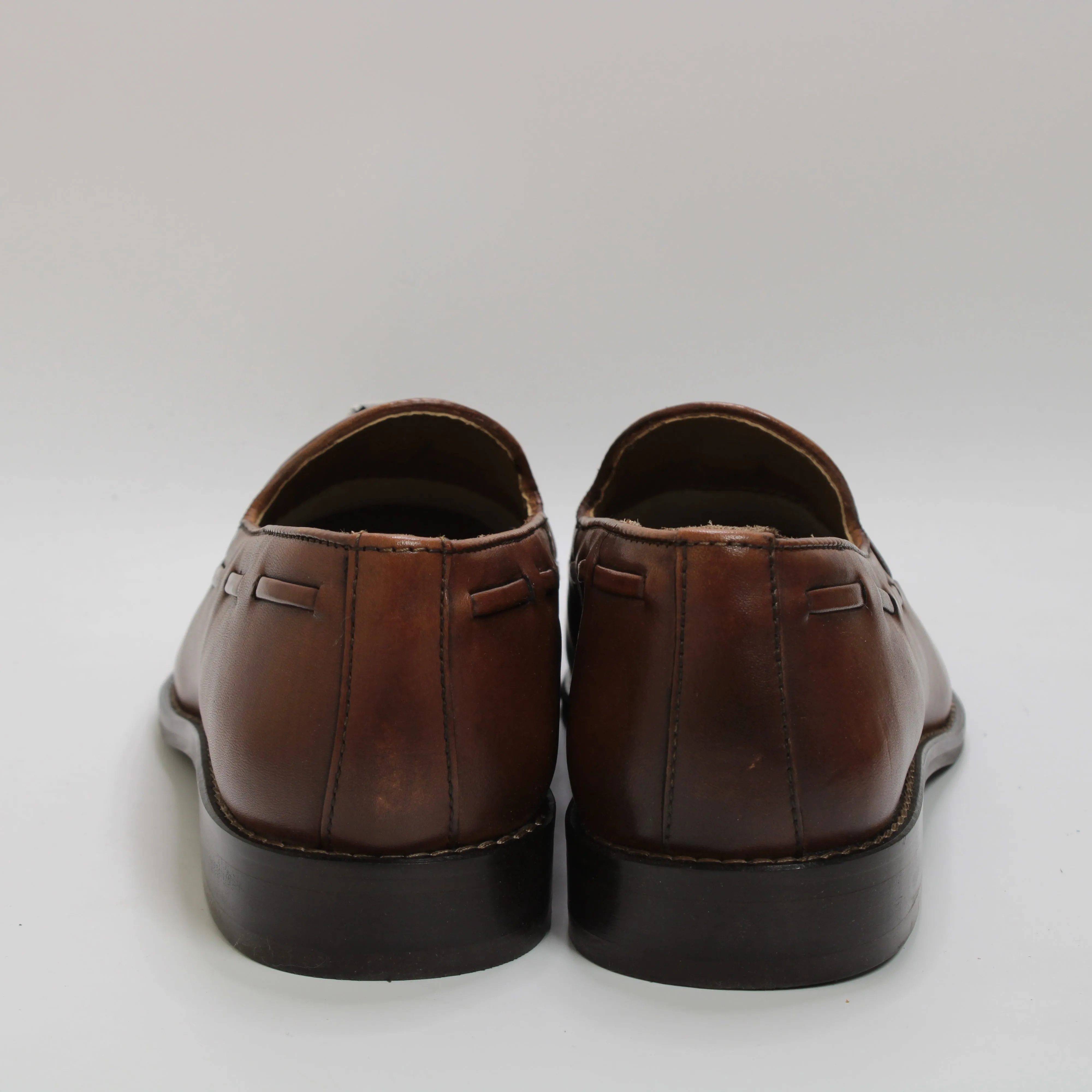 Mens Office Memory Tassel Loafers Tan Leather