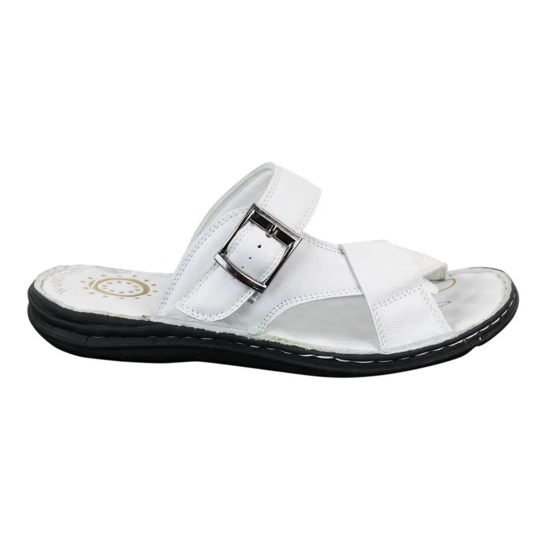 Mens Real Leather Slip On Mules Sandals Strap Buckle Premium Comfort Waterproof Walking