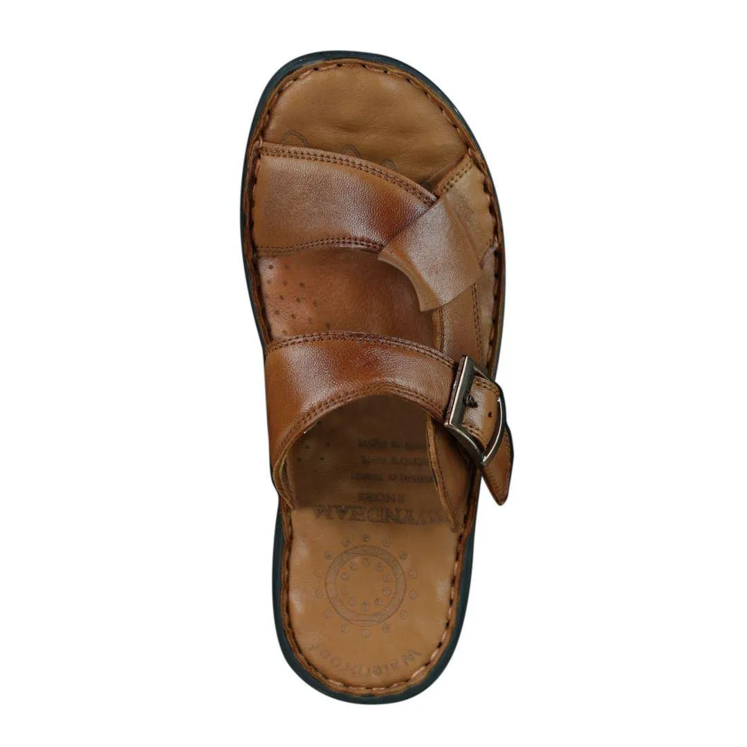 Mens Real Leather Slip On Mules Sandals Strap Buckle Premium Comfort Waterproof Walking