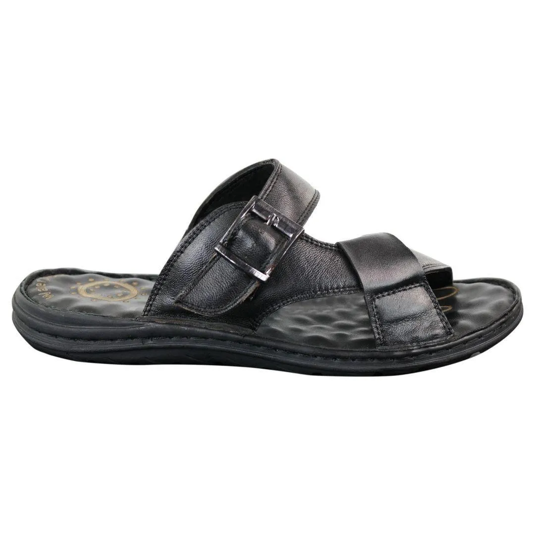 Mens Real Leather Slip On Mules Sandals Strap Buckle Premium Comfort Waterproof Walking