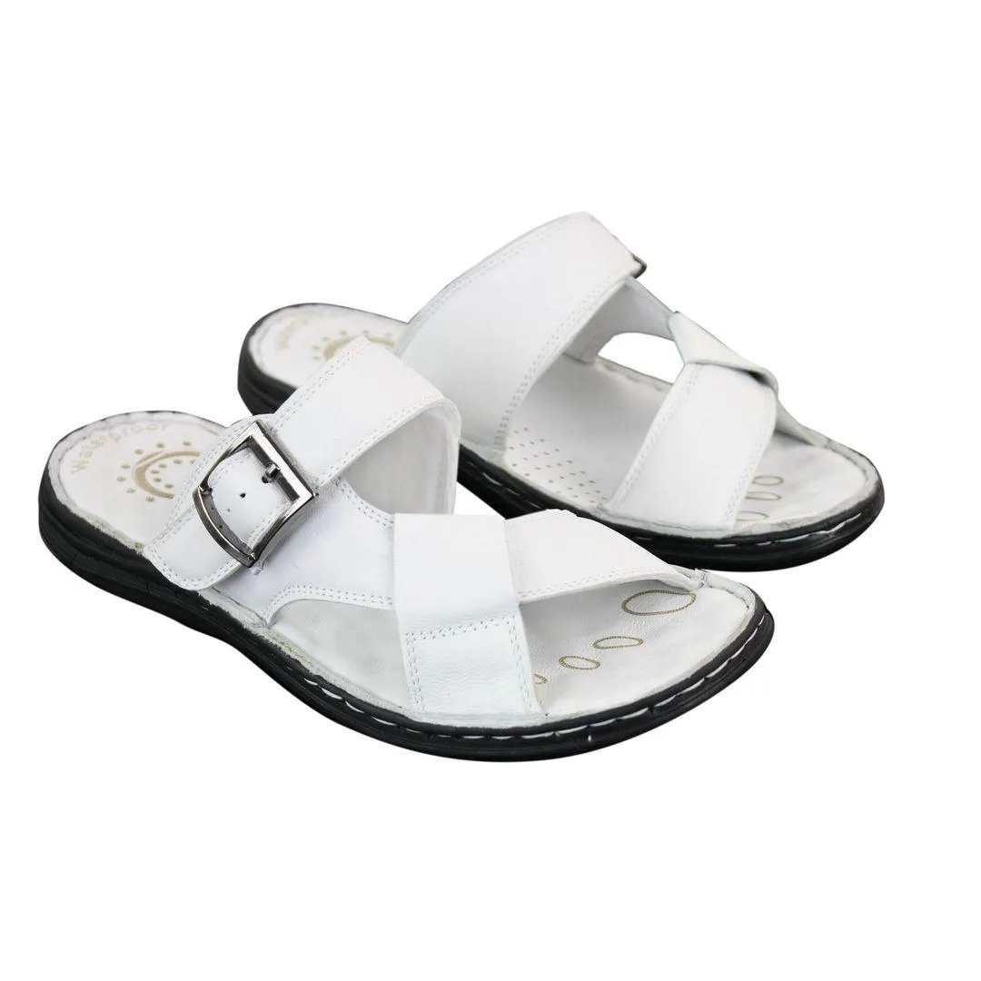 Mens Real Leather Slip On Mules Sandals Strap Buckle Premium Comfort Waterproof Walking