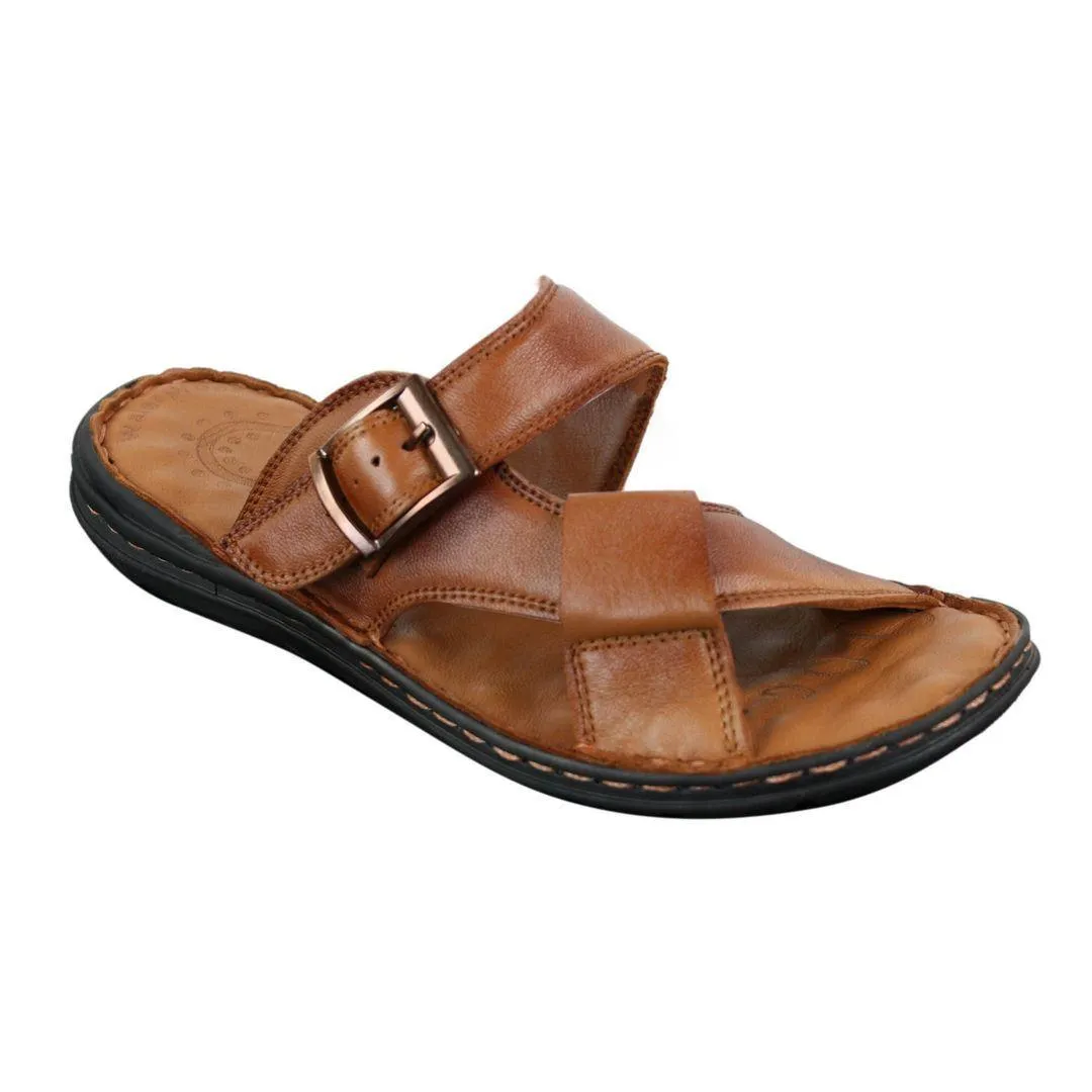 Mens Real Leather Slip On Mules Sandals Strap Buckle Premium Comfort Waterproof Walking