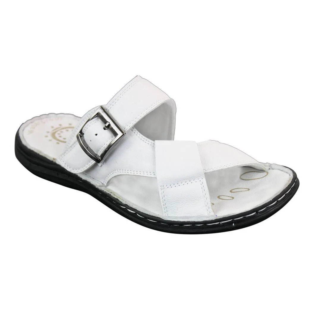 Mens Real Leather Slip On Mules Sandals Strap Buckle Premium Comfort Waterproof Walking
