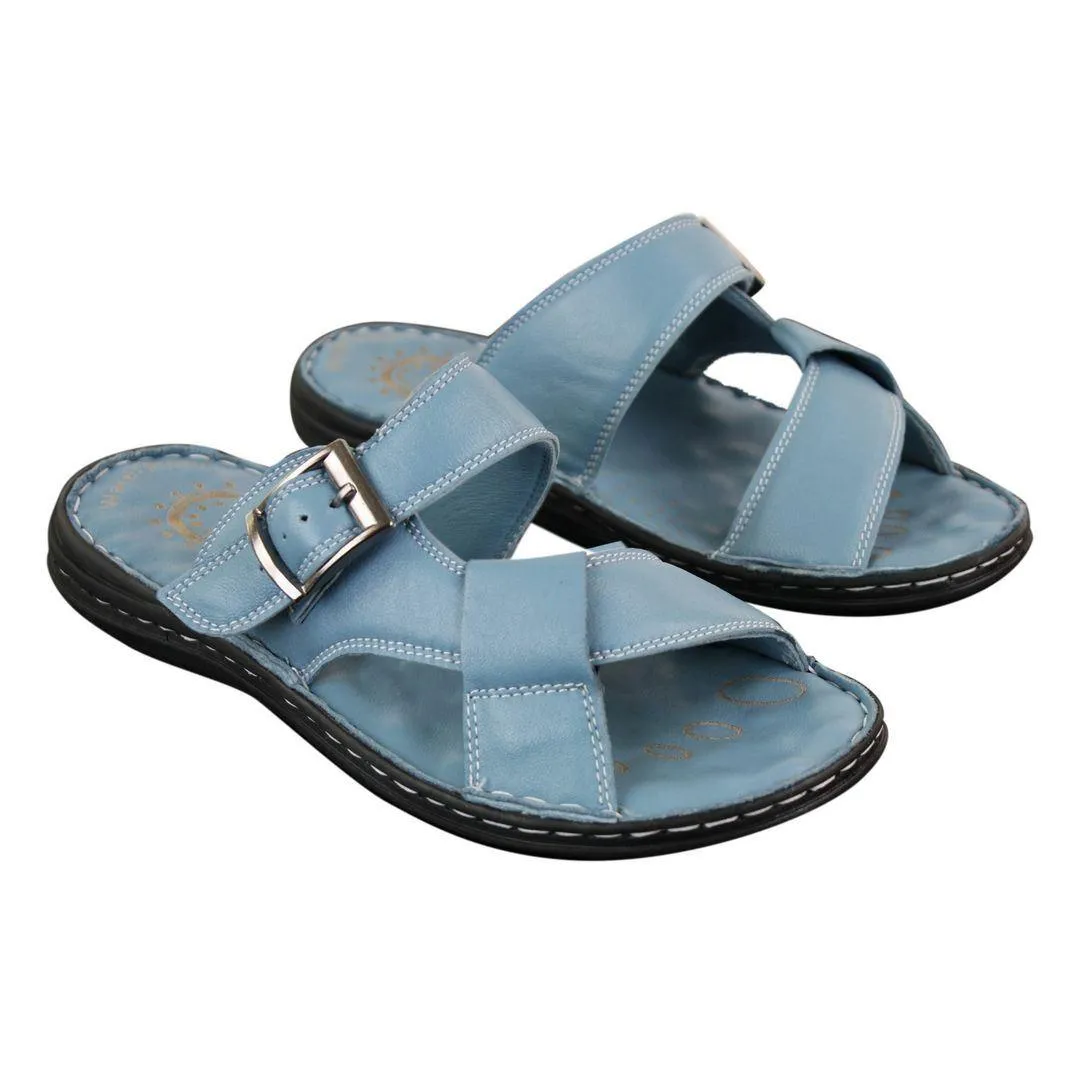 Mens Real Leather Slip On Mules Sandals Strap Buckle Premium Comfort Waterproof Walking