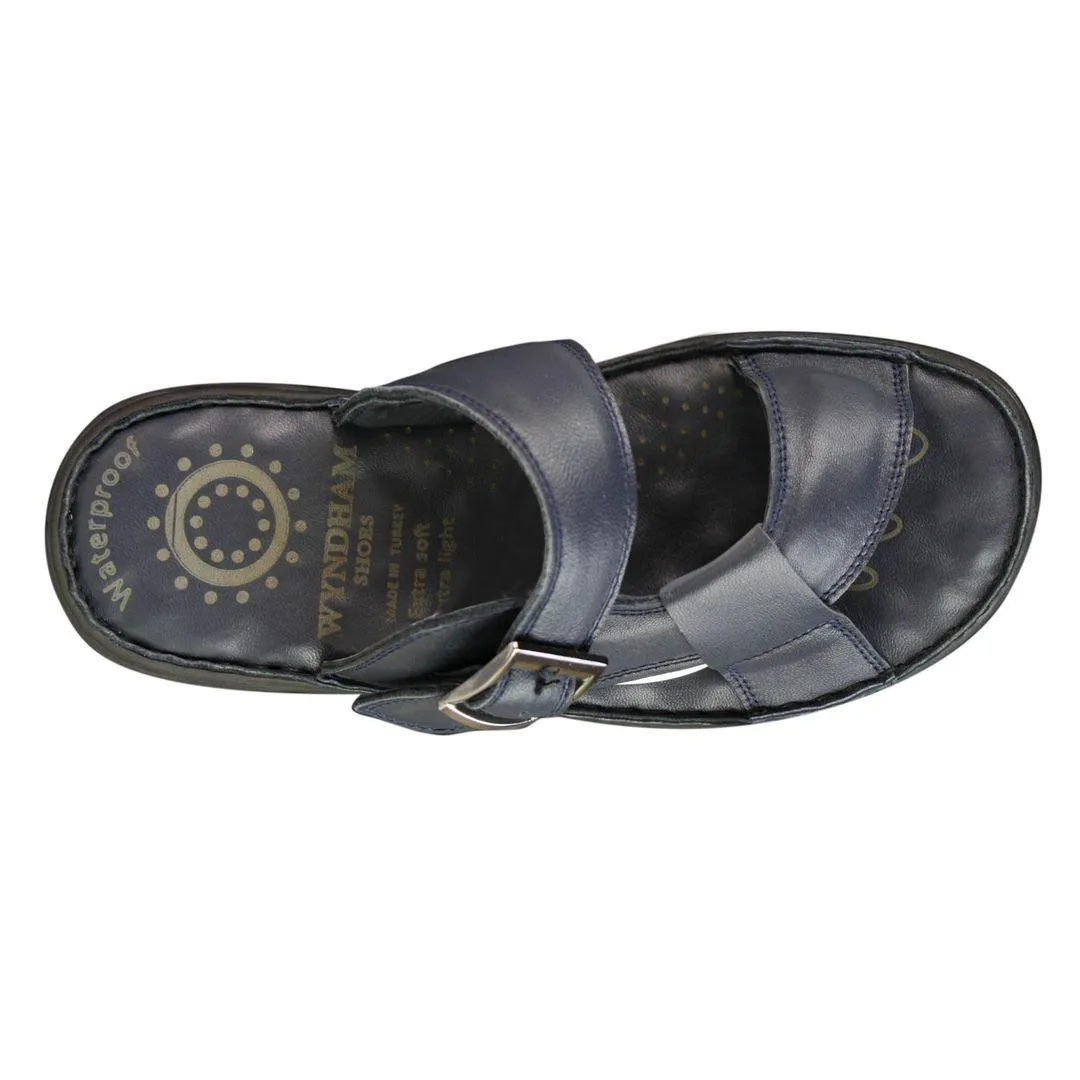 Mens Real Leather Slip On Mules Sandals Strap Buckle Premium Comfort Waterproof Walking