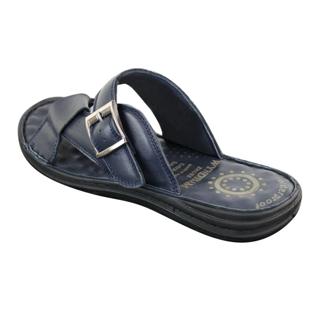 Mens Real Leather Slip On Mules Sandals Strap Buckle Premium Comfort Waterproof Walking