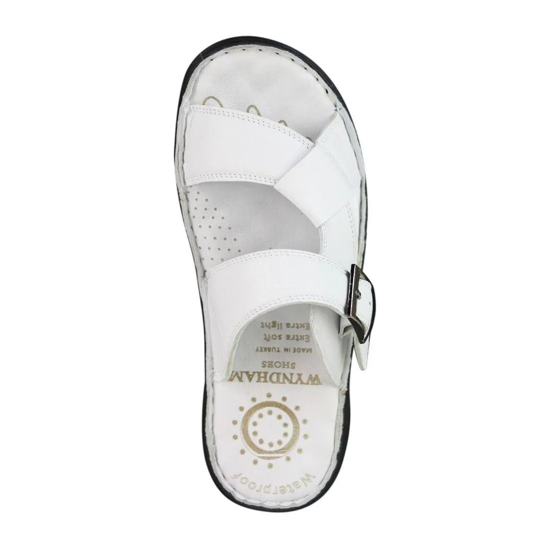 Mens Real Leather Slip On Mules Sandals Strap Buckle Premium Comfort Waterproof Walking