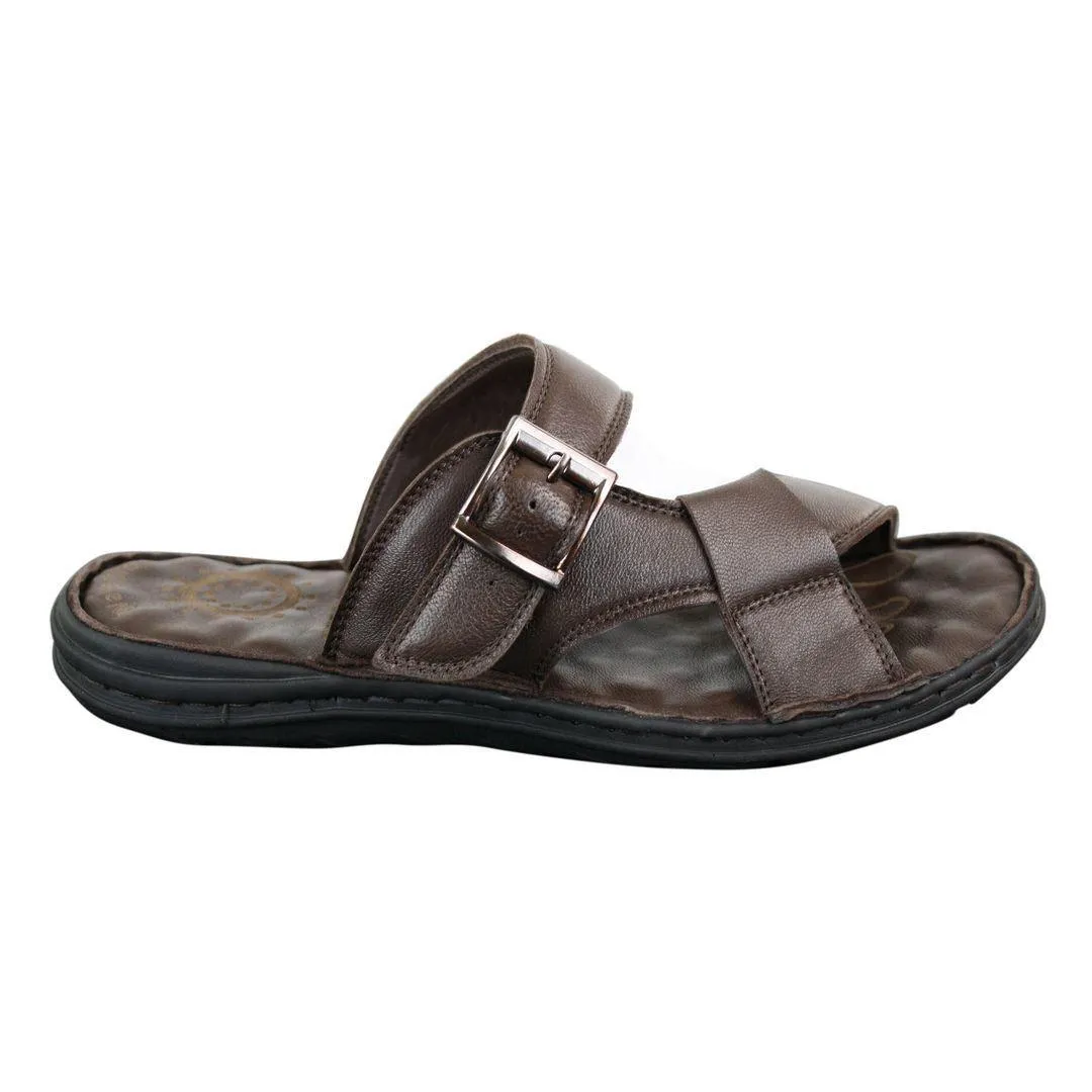 Mens Real Leather Slip On Mules Sandals Strap Buckle Premium Comfort Waterproof Walking