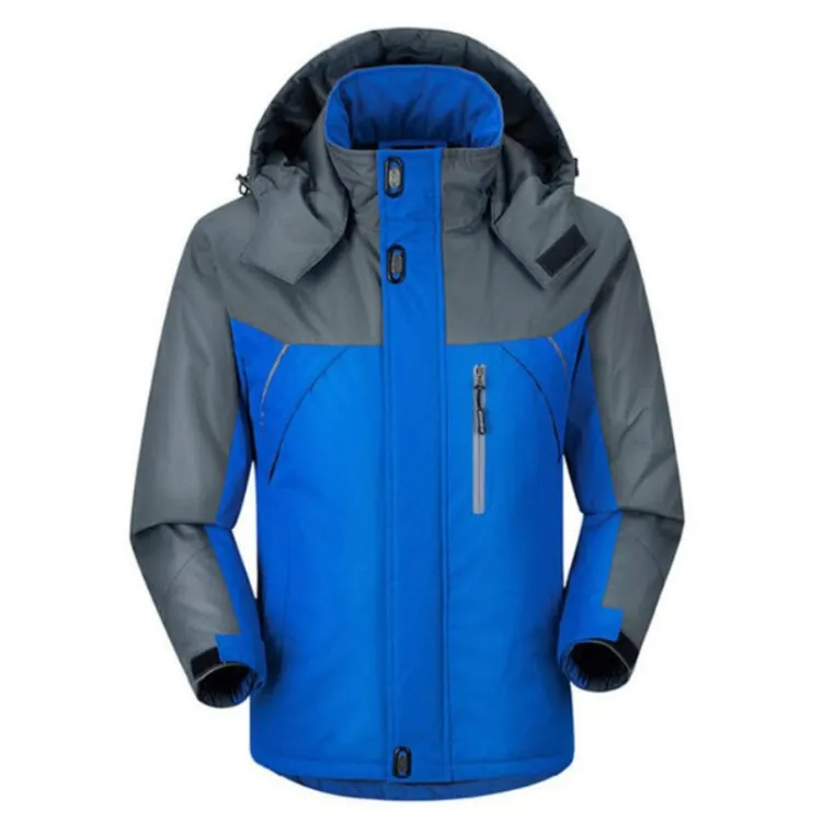 Men's Thick Fleece-Lined Waterproof Down Jacket for Winter Outdoor Activities