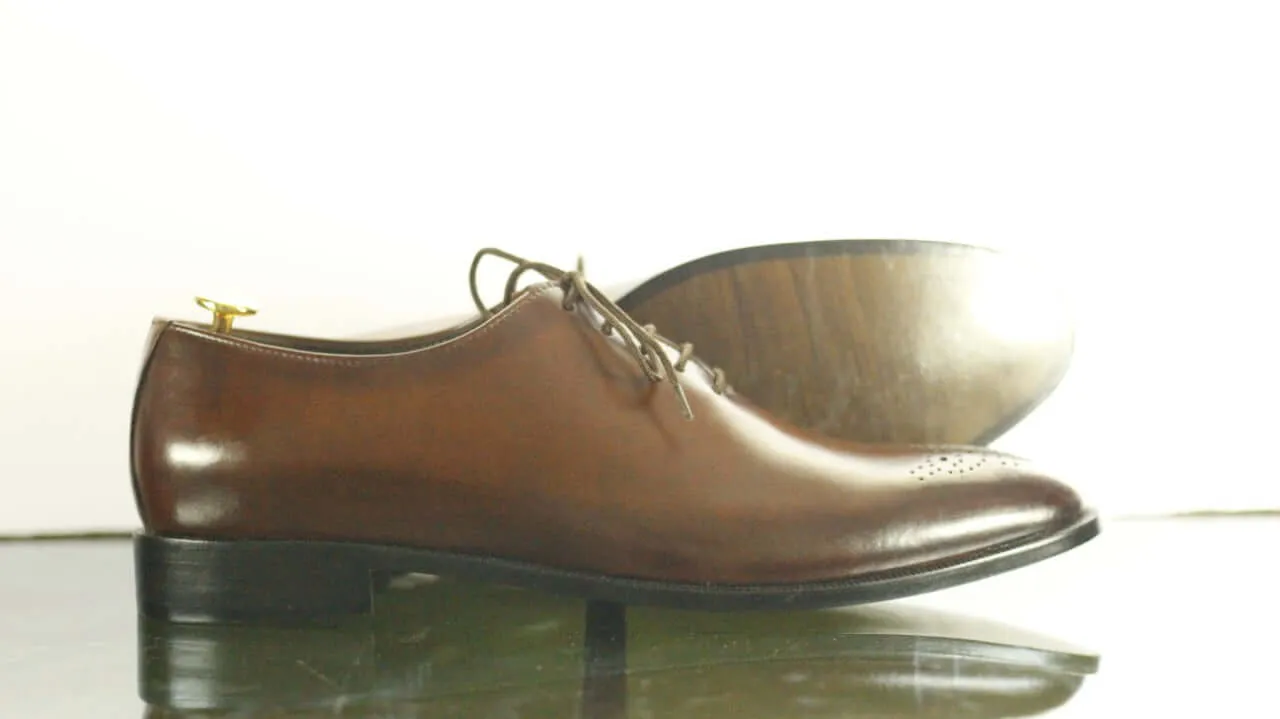 New Handmade Men's Brown Leather Brogue Toe Lace Up Shoes, Men Dress Formal Shoes
