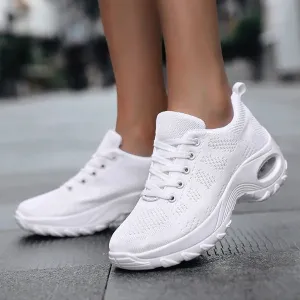New Womens Air Cushion Sneakers Comfortable Thick Bottom Sports Shoes Casual Walking Shoes White Sz 8.5