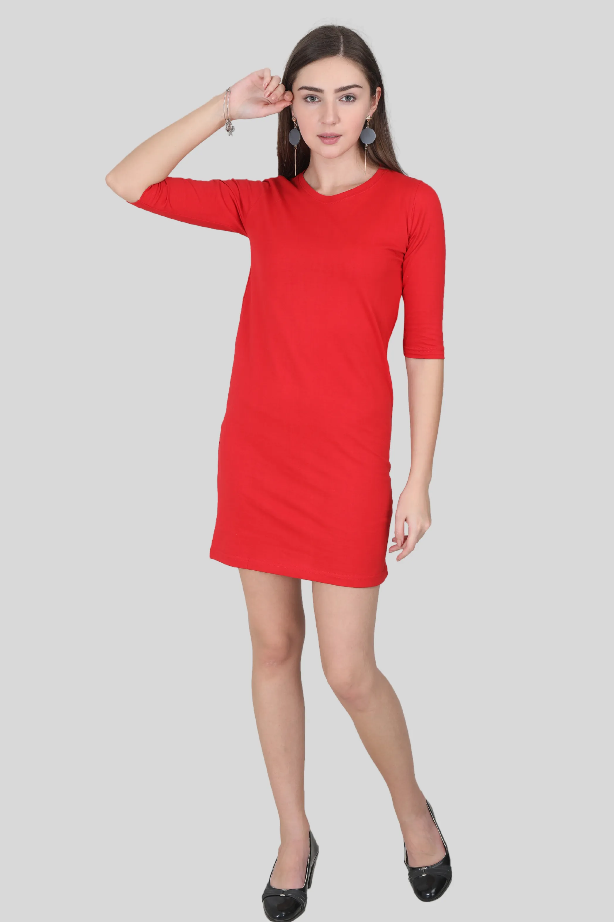 Red T-shirt Dress for women