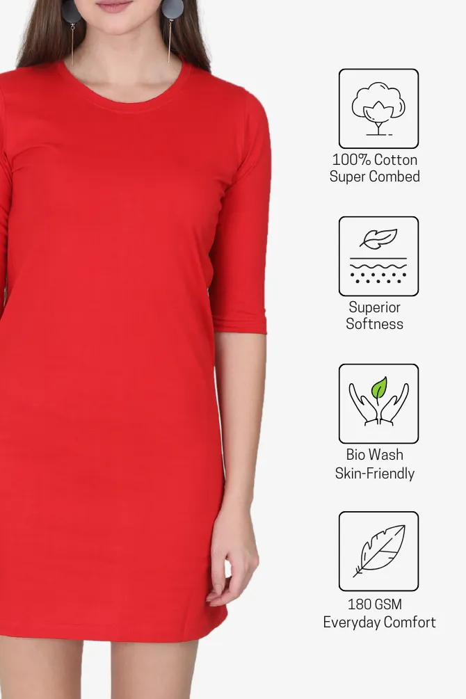 Red T-shirt Dress for women