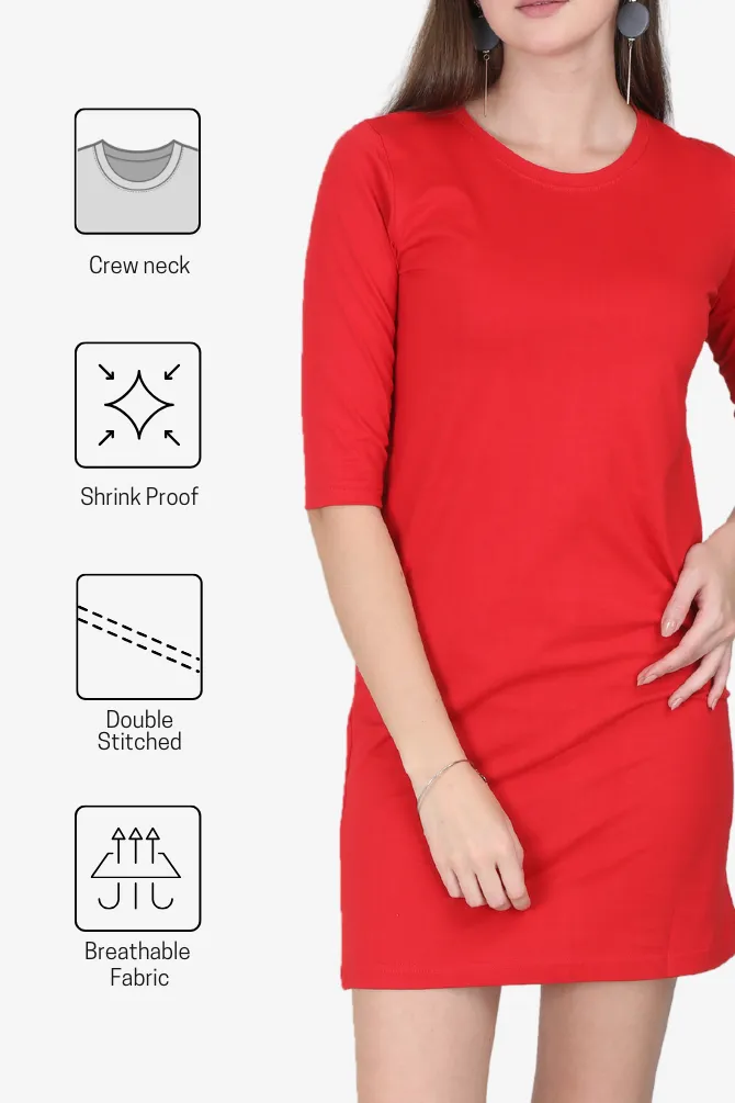 Red T-shirt Dress for women