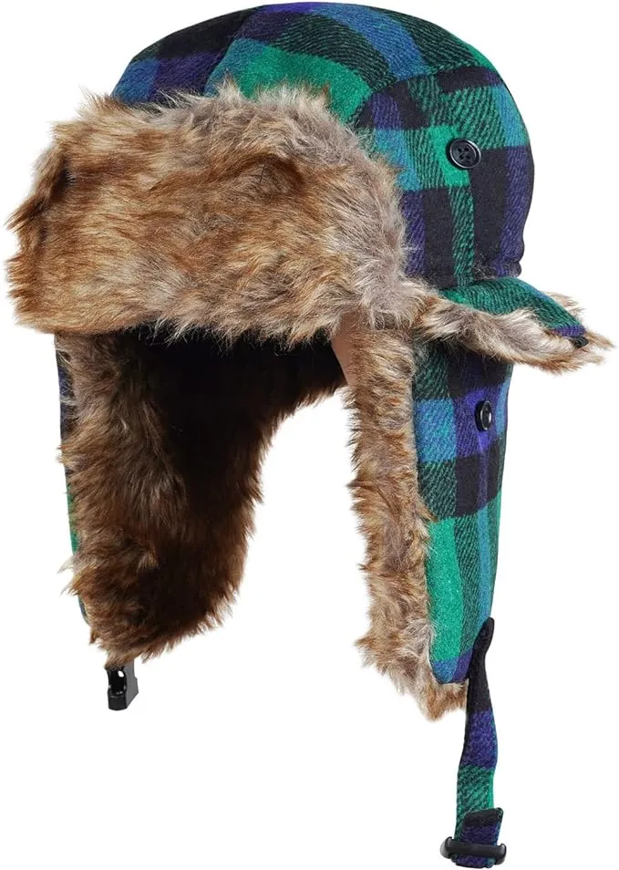 Red/Black Faux Fur Lined Winter Trapper Hat
