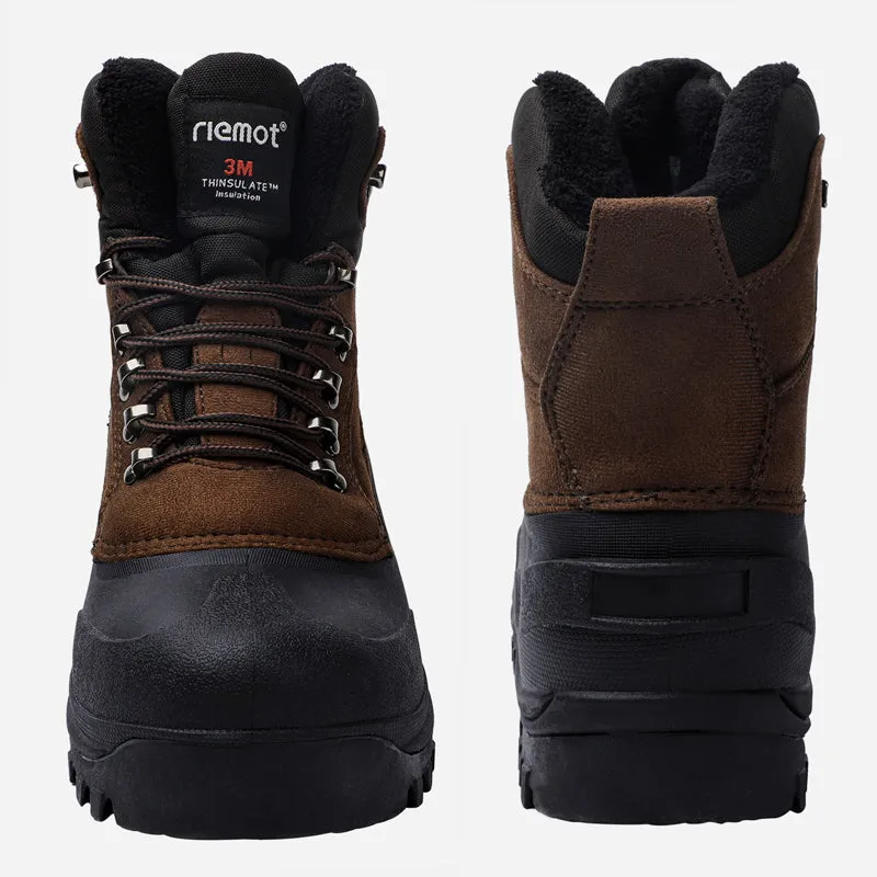 riemot Men's Winter Boots Waterproof Sole Brown Snow Boots(Upgraded Version)