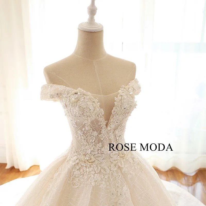 Rosemoda Illusion Starlight Lace Ball Gown Wedding Dress