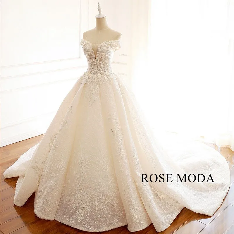Rosemoda Illusion Starlight Lace Ball Gown Wedding Dress
