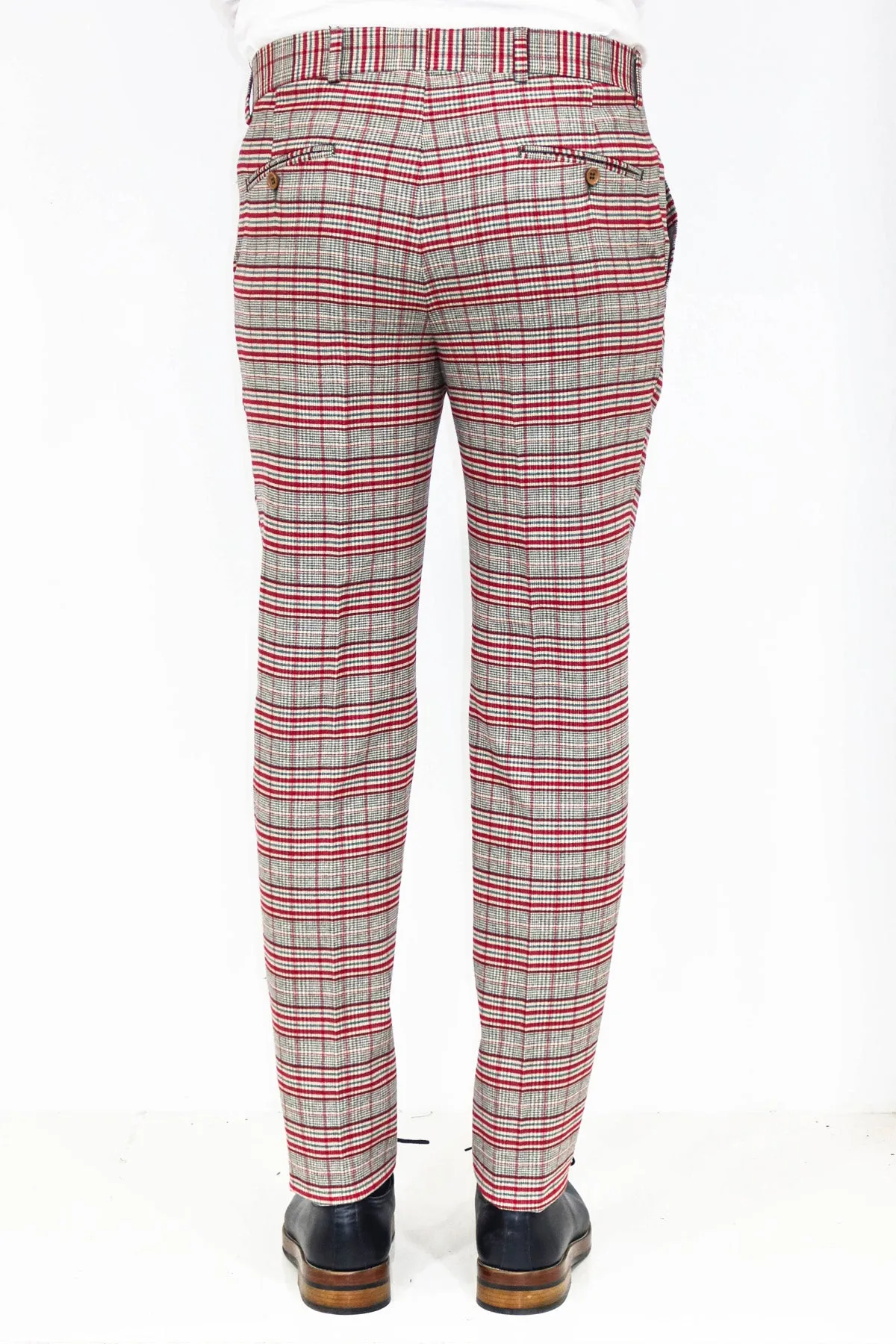 Slim Fit Plaid Grey Men Pants - Wessi