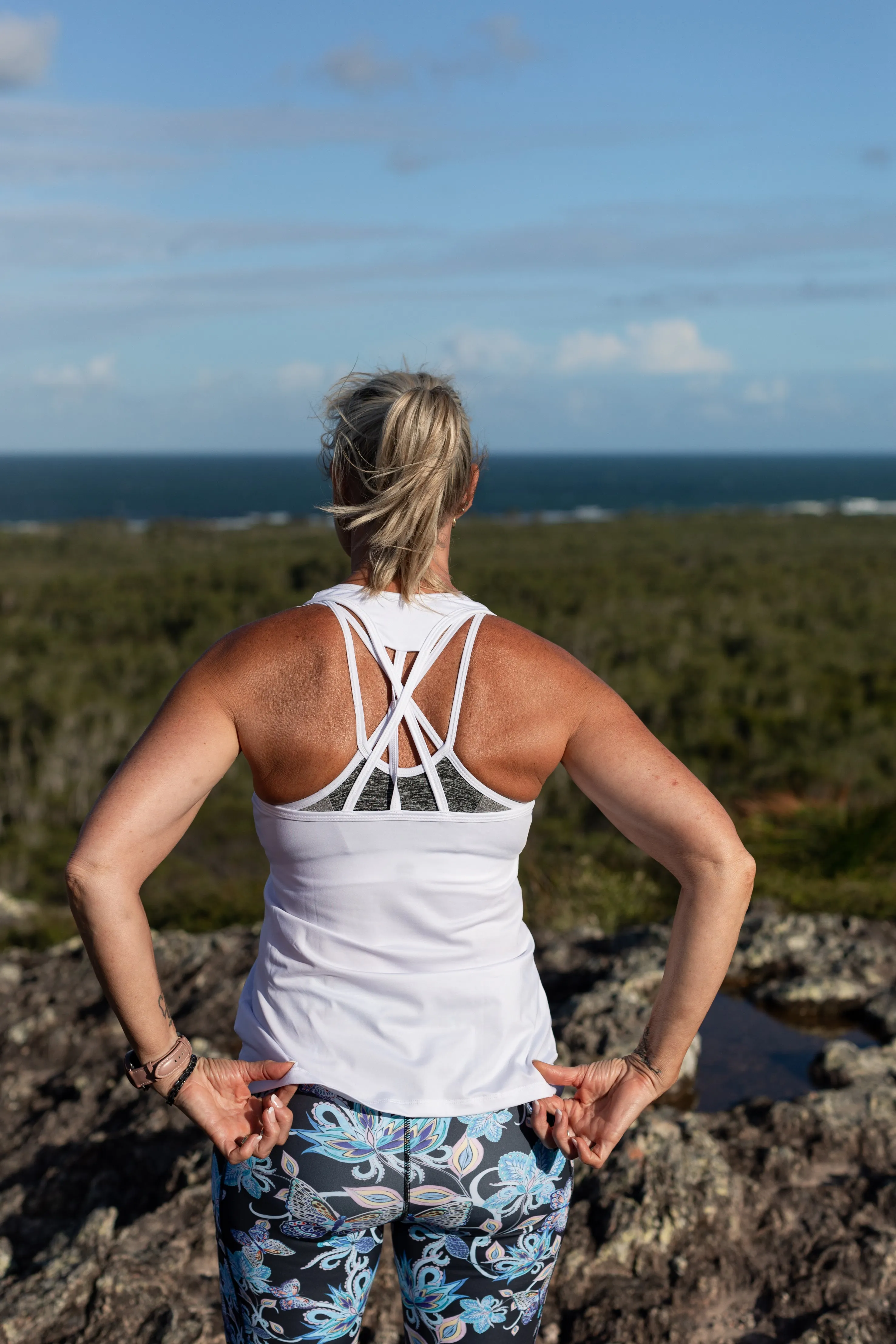 White Strappy Back Sports Top