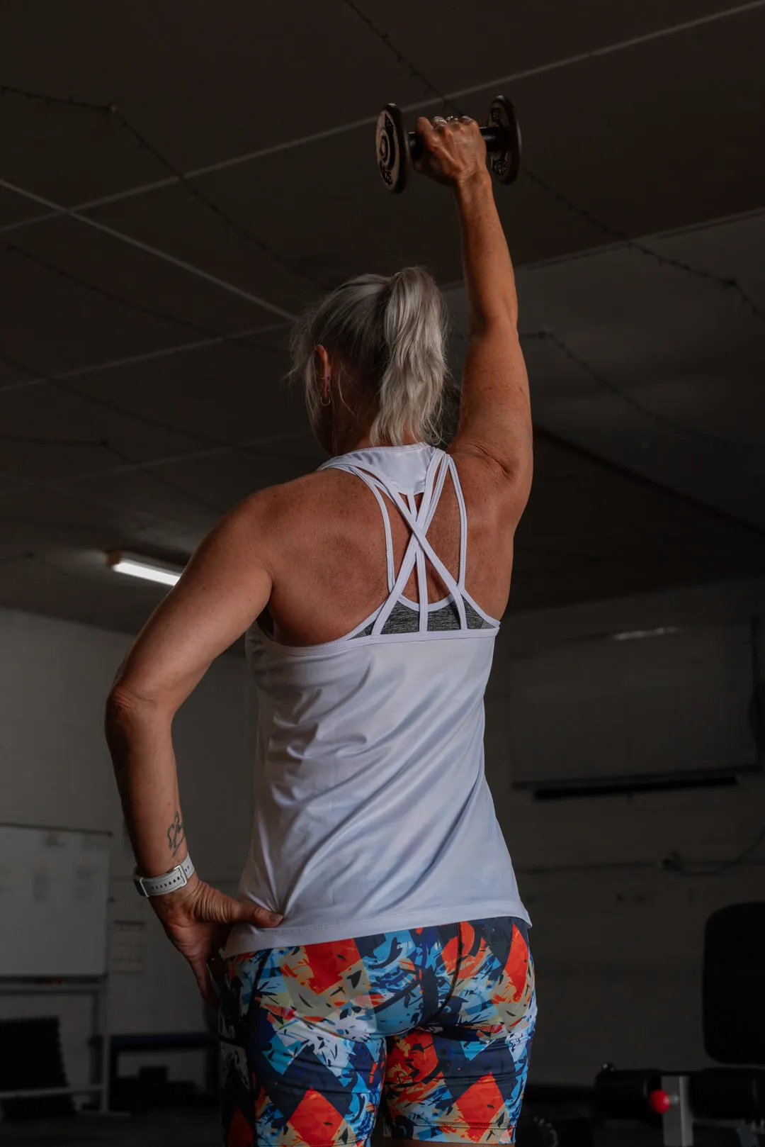 White Strappy Back Sports Top