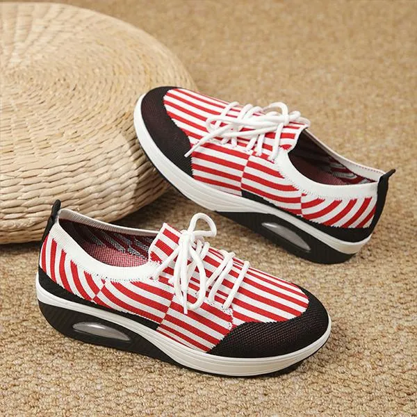 Women's Fashion Lace-Up Flying Knit Sneakers 58117017S